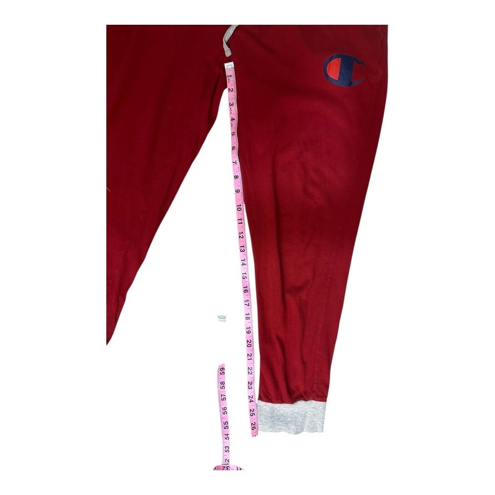 Champion‎ Men's Pajama Pants Lounge Sleepwear Red Joggers Logo Gray Trim Size L - Picture 6 of 6